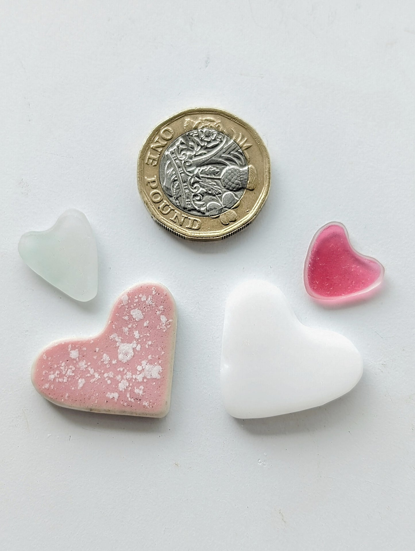 Hand-shaped Edinburgh Sea-Pieces. Sea Glass & Sea Pottery Hearts