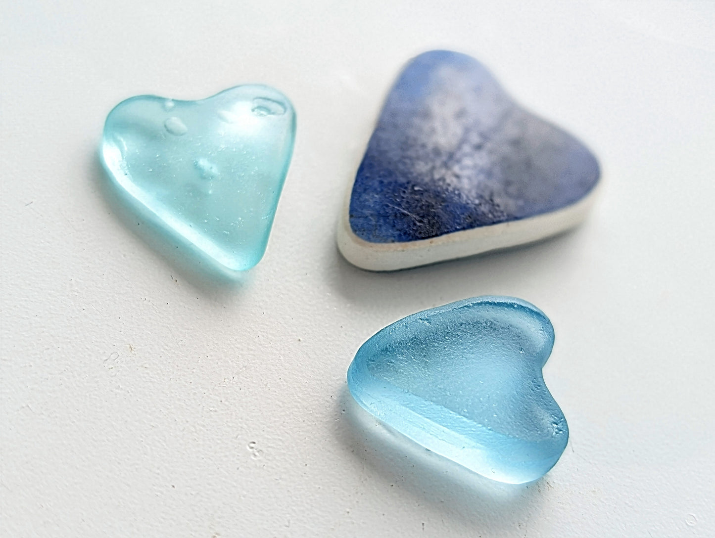 Hand-shaped Edinburgh Sea-Pieces. Sea Glass & Sea Pottery Hearts