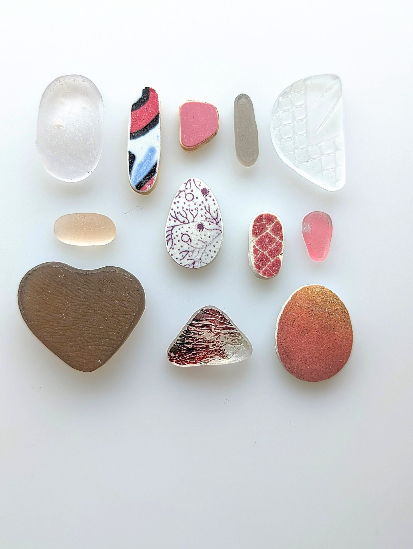 "Smoky Coral" Collection: Hand-shaped Edinburgh Sea-Pieces - Sea Glass & Sea Pottery