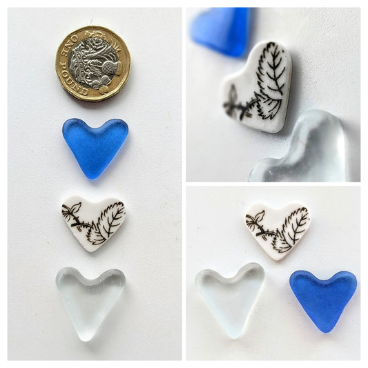 Hand-shaped Edinburgh Sea-Pieces. Sea Glass & Sea Pottery Hearts